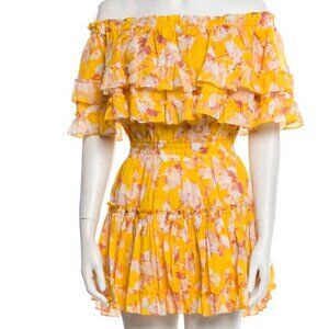 MISA Los Angeles Luella Dress In Yellow Washed Wildflower Size S